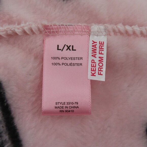 Juicy Couture L/XL Extra Large Pink Black Logo Crown Plush Bathrobe Robe NEW - Picture 8 of 11